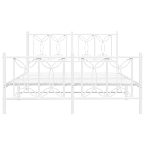 vidaXL Metal Bed Frame without Mattress with Footboard White 135x190cm