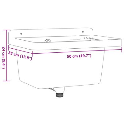 vidaXL Sink Washbasin for Wall Mounting Grey 50x35x24 cm Resin