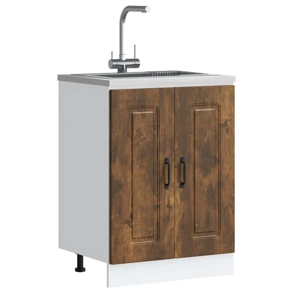 vidaXL Sink Base Cabinet Kalmar Smoked Oak 60x46x81.5 cm Engineered Wood