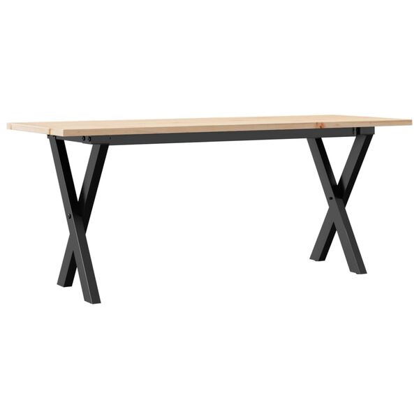vidaXL Coffee Table X-Frame 110x40x45 cm Solid Wood Pine and Steel