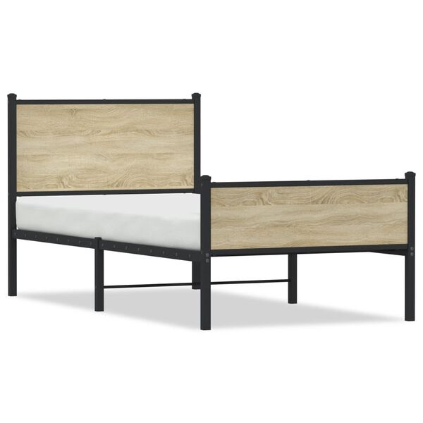 vidaXL Metal Bed Frame without Mattress Sonoma Oak 100x190 cm
