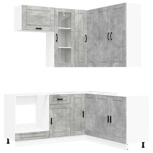vidaXL Kitchen Unit PORTO 8 pcs Concrete Grey Engineered Wood