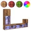 vidaXL TV Wall Units with LED Strip Lights Old Wood Engineered Wood