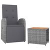 vidaXL 2 Piece Garden Lounge Set Grey Poly Rattan&Solid Wood Acacia