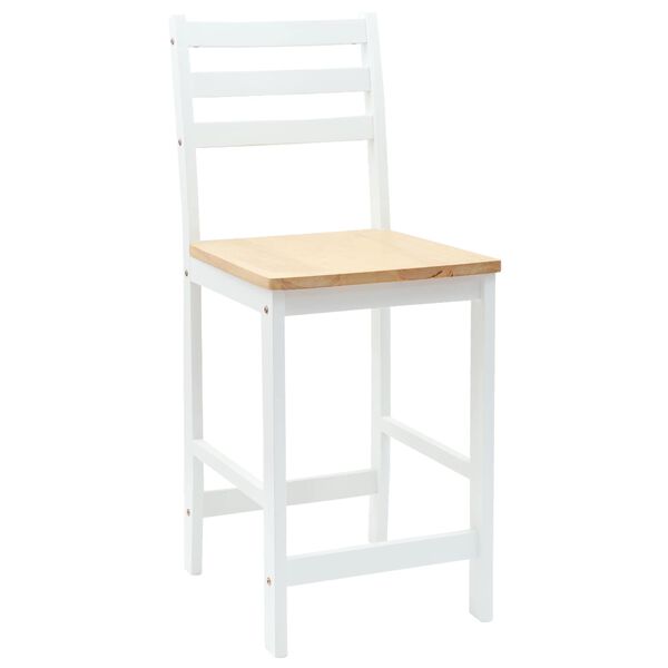 vidaXL Dining Chairs 2 pcs White 40 x 47.5 x 99.5 cm Solid Rubber Wood