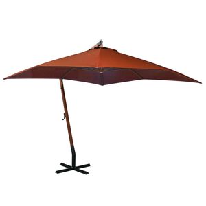 vidaXL Hanging Garden Parasol with Pole Terracotta 3x3 m Solid Fir Wood