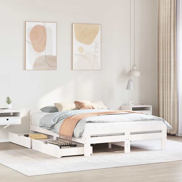 vidaXL Bed frame without Mattress White 140x200 cm Solid Wood Pine