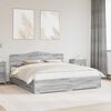 vidaXL Bed Frame with Drawer Grey Sonoma 200 x 200 cm Engineered Wood