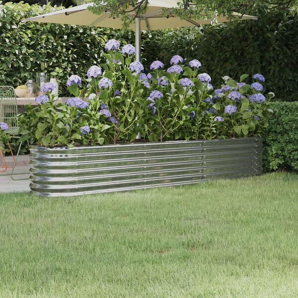 vidaXL Garden Raised Bed Galvanised Steel 224x40x36 cm Silver