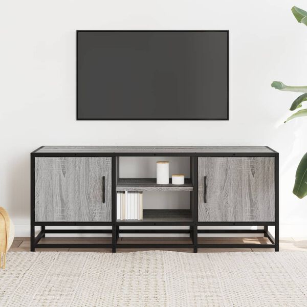 vidaXL TV Cabinet Grey Sonoma 100x35x41 cm Engineered Wood and Metal