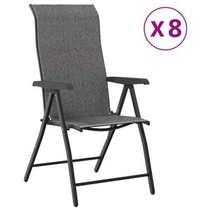 vidaXL Folding Garden Chairs 8 pcs Grey Poly Rattan