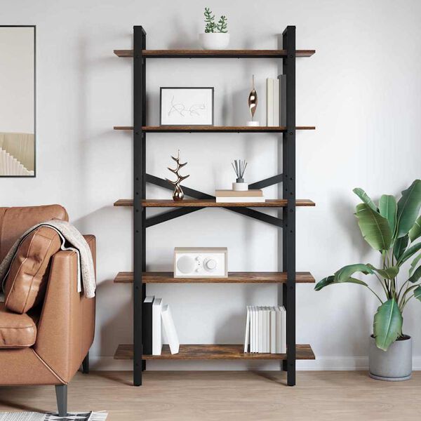 vidaXL Bookshelf Smoked Oak 100 x 33.5 x 178 cm Engineered Wood