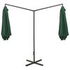 vidaXL Double Garden Parasol with Steel Pole Green 600 cm