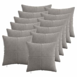 vidaXL Cushion Cover 12 pcs ALMELO Light Grey 40 x 40 cm Corduroy