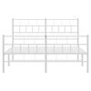 vidaXL Metal Bed Frame without Mattress with Footboard White 160x200cm