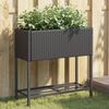vidaXL Garden Planters with Shelf 2 pcs Black 70x28x70 cm Poly Rattan
