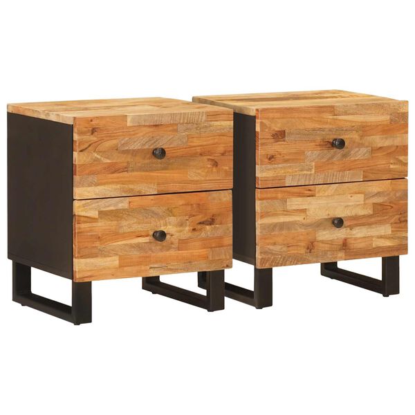vidaXL Bedside Cabinet 2 pcs Brown 40 x 33 x 46 cm Solid Mango Wood