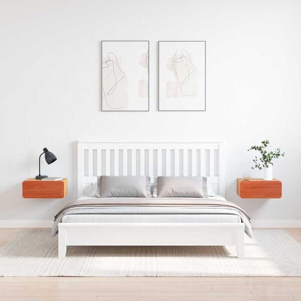 vidaXL Bedside Table 2 pcs Wax Brown 39 x 34 x 16.5 cm Solid pine wood