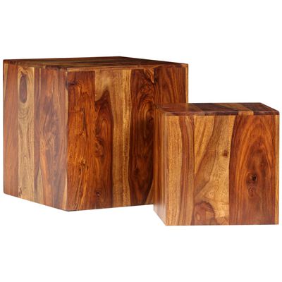 vidaXL Coffee Table Set 2 Pieces Solid Sheesham Wood 40x40x40 cm