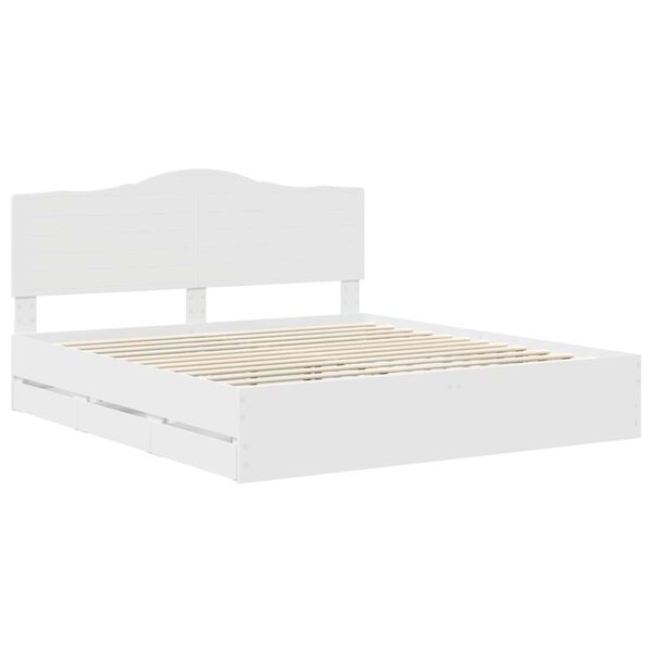vidaXL Bed Frame with Drawer White 200 x 200 cm Engineer Wood