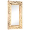 vidaXL Mirror | Natural wood | Solid mango wood | 80x50 cm | Decorative Inlays