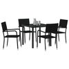 vidaXL Garden Dining Set with Cushion 5 pcs Black Poly Rattan