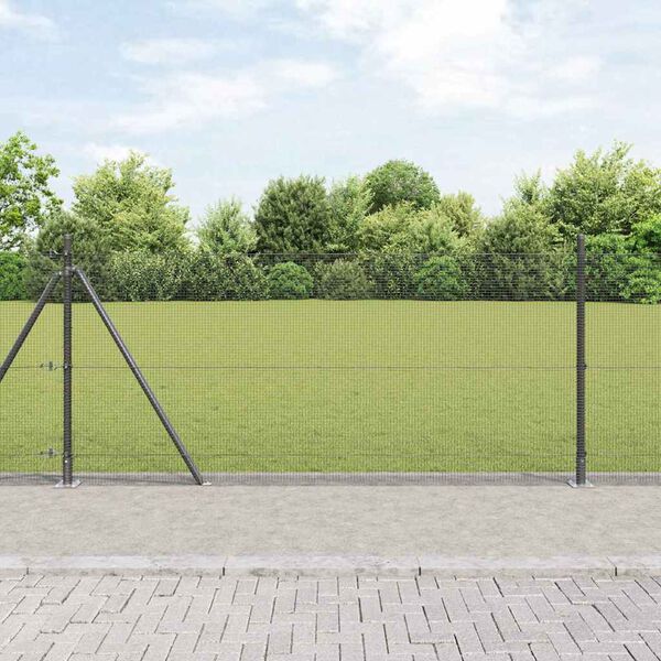 vidaXL Fence Post Grey 50 x 1.4 m (25 x 25 mm mesh) Steel and PVC