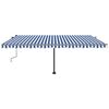 vidaXL Freestanding Manual Retractable Awning 500x300 cm Blue/White