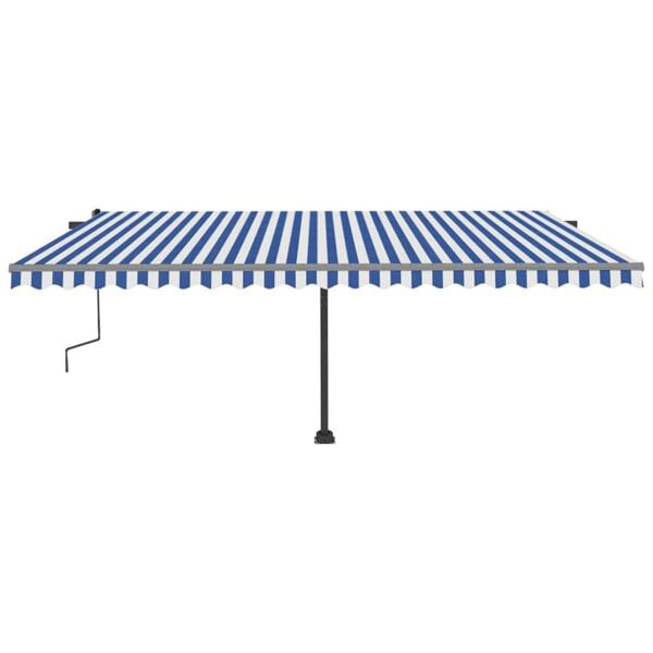 vidaXL Freestanding Manual Retractable Awning 500x300 cm Blue/White