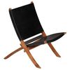vidaXL Folding Relaxing Chair Black Real Leather