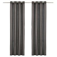 vidaXL Curtains with Metal Rings 2 pcs Cotton 140x245 cm Anthracite