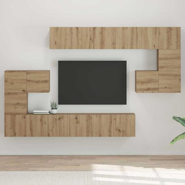 vidaXL TV Cabinet Set Wall-mounted 10 pcs Artisan Oak Engineered Wood