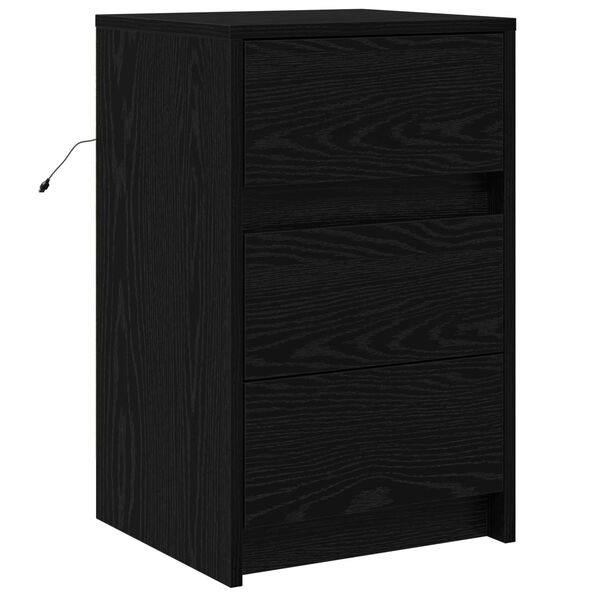vidaXL Bedside Cabinet Black Oak 38 x 34 x 61 cm Engineered wood