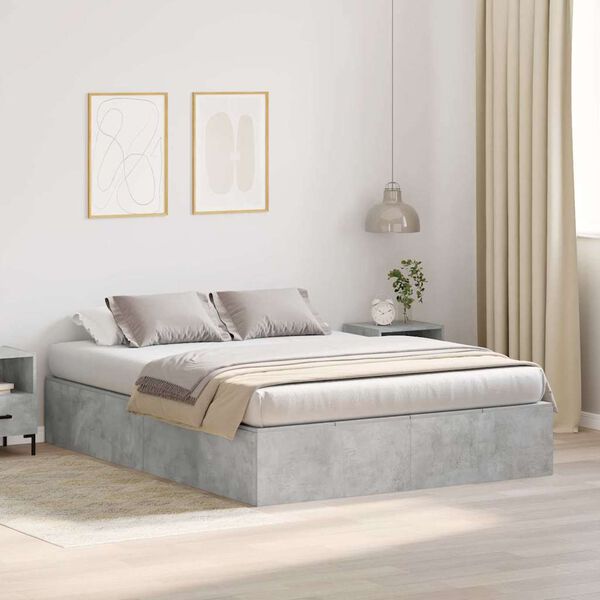 vidaXL Storage Bed Frame Concrete Grey 160 x 200 cm Engineered Wood