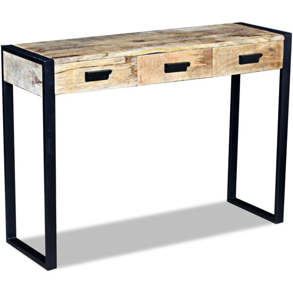 vidaXL Console Table with 3 Drawers Solid Mango Wood 110x35x78 cm