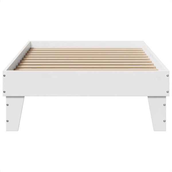 vidaXL Bed Frame without Mattress White 75x190 cm Small Single Solid Wood Pine
