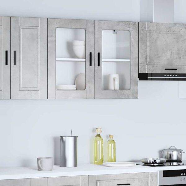 vidaXL Kitchen Wall Cabinet with Glass Door Porto Concrete Grey