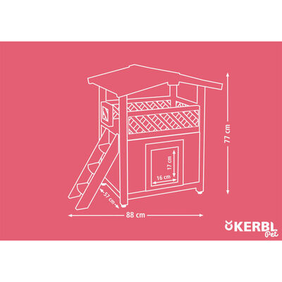 Kerbl Heated Cat House 4-Seasons Deluxe 88x57x77 cm Dark Brown