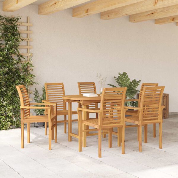 vidaXL Garden Dining Set 7 pcs Brown Solid Teak Wood