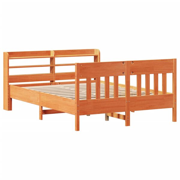 vidaXL Bed Frame without Mattress Wax Brown 160x200 cm Solid Wood Pine