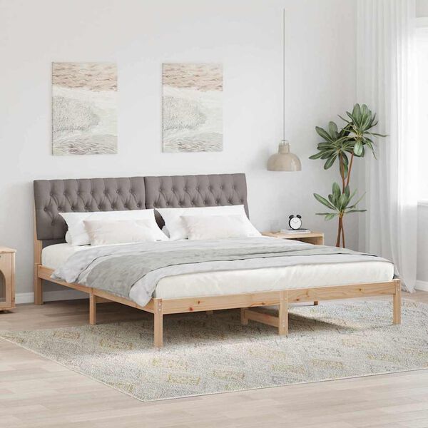 vidaXL Bed Frame with Upholstered Headboard Brown 180 x 200 cm