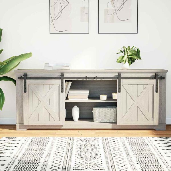 vidaXL Sliding Cabinet Door Kit 152 cm Carbon Steel