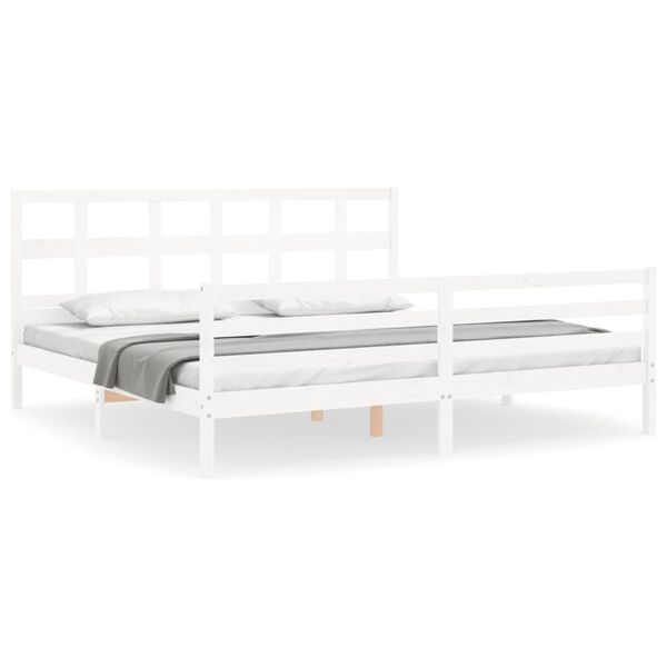 vidaXL Bed Frame without Mattress White Super King Size Solid Wood