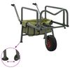 vidaXL Fishing Trolley Green with Wheel Powder-coated Steel