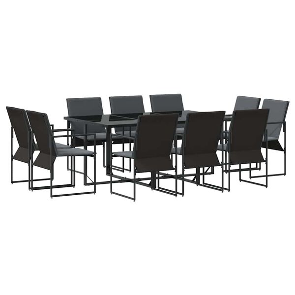 vidaXL Garden Dining Set 11 pcs Black Steel