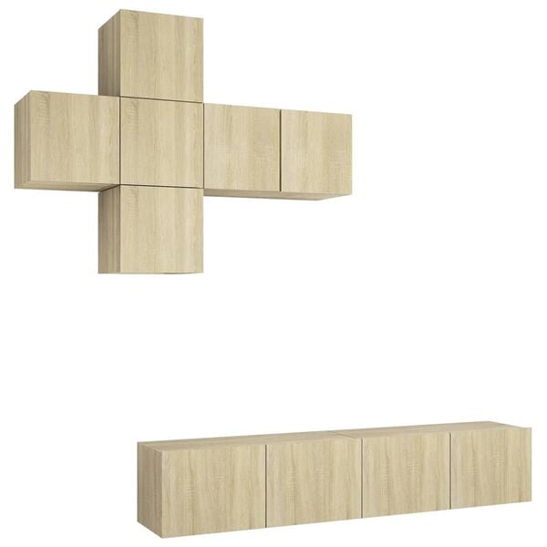 vidaXL 7 Piece TV Cabinet Set Sonoma Oak Engineered Wood