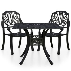 vidaXL 3 Piece Bistro Set Cast Aluminium Black