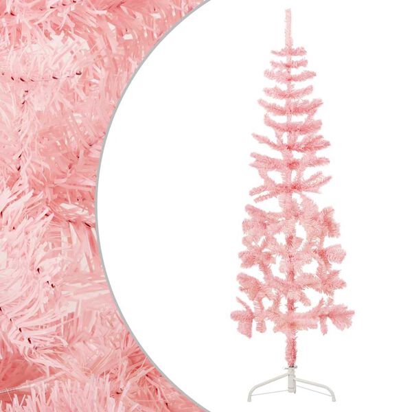 vidaXL Slim Artificial Half Christmas Tree with Stand Pink 180 cm