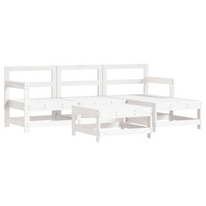 vidaXL 5 Piece Garden Lounge Set White Solid Wood Pine