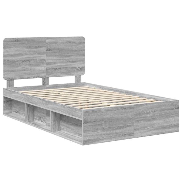 vidaXL Bed Frame Grey Sonoma 120 x 190 cm Solid Pine Wood